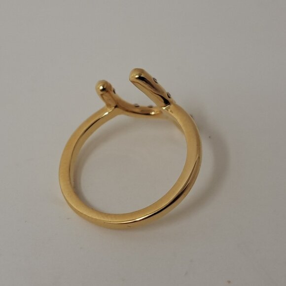 NEW Coach Lucky Pave Wishbone Ring Charm Mini Crystals Size 5 - Picture 8 of 11